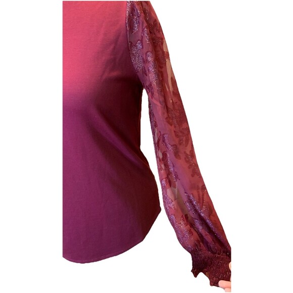 Chico’s Size 0 /Size XS Top Blouse Wine Jersey Knit Fairy Sparkle Excellent Cond - Picture 3 of 9